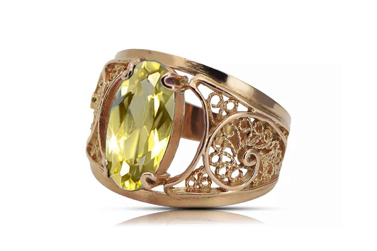 Original Vintage 14K Rose Gold Yellow Peridot Ring Vintage style vrc057r